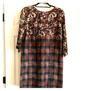 Maeve Floral/Plaid Midi Dress